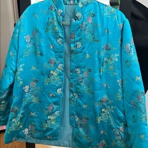 Teal Floral Embroidered Jacket
